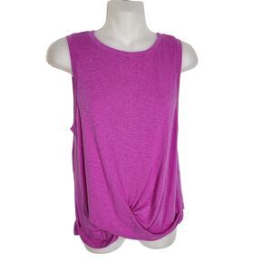 Soma Womens Tank Top Medium Twist Front Cotton Purple Pink Sleeveless Cropped